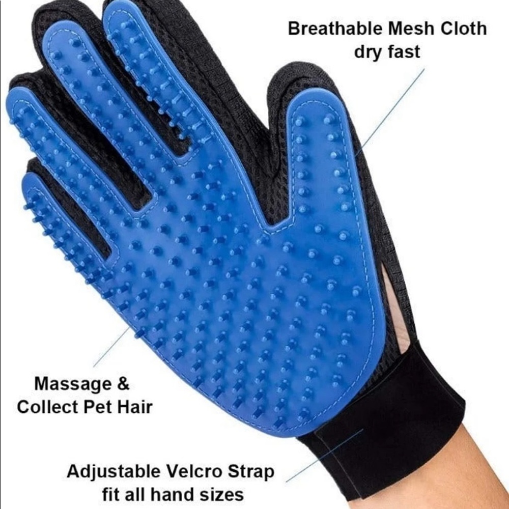 Pet Hair Remover Glove Gentle Grooming Brush Deshedding Massage Mitt Right Hand